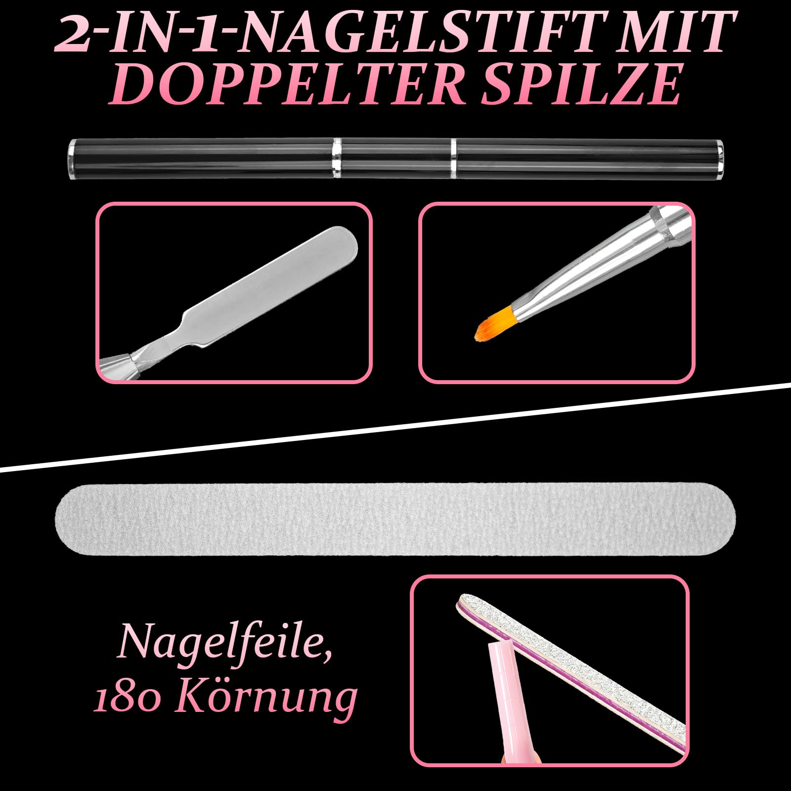 256 Pezzi Sandwich Dual Form, 16 Misure, Con Pennello 2-In-1 Per Unghie e Lima, Per Polygel, Builder Gel e Acrygel, Salone e Fai Da Te, Per Principianti(Mandorla)
