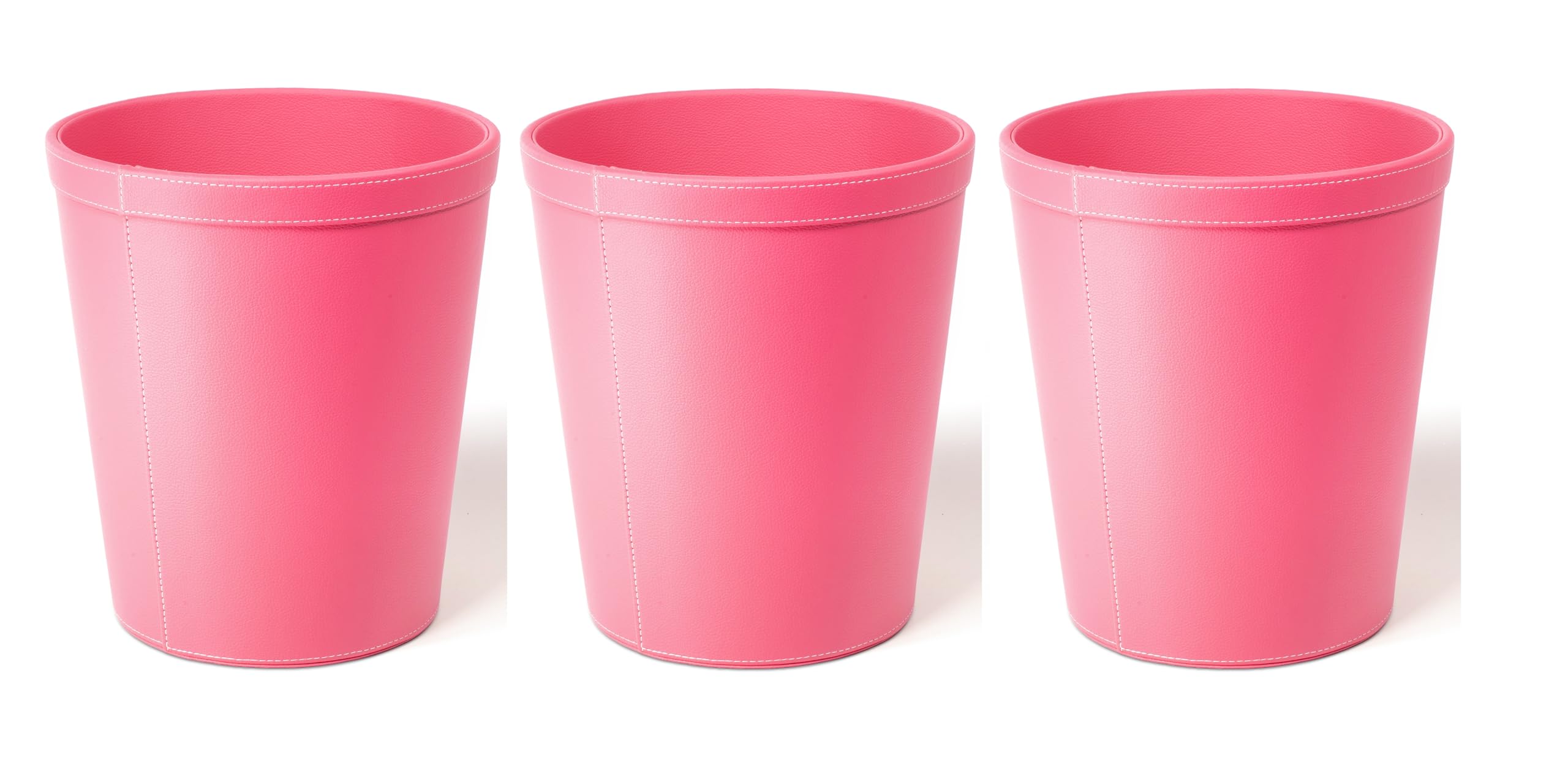 OSCO Faux Leather Waste Bin – 12 Litre Round Waste Paper Basket – Stylish Leather Finish Bin for Home Office, Study, Bathroom, Desk – Easy Clean Surface – Compact & Elegant, Single, Fuschia Pink
