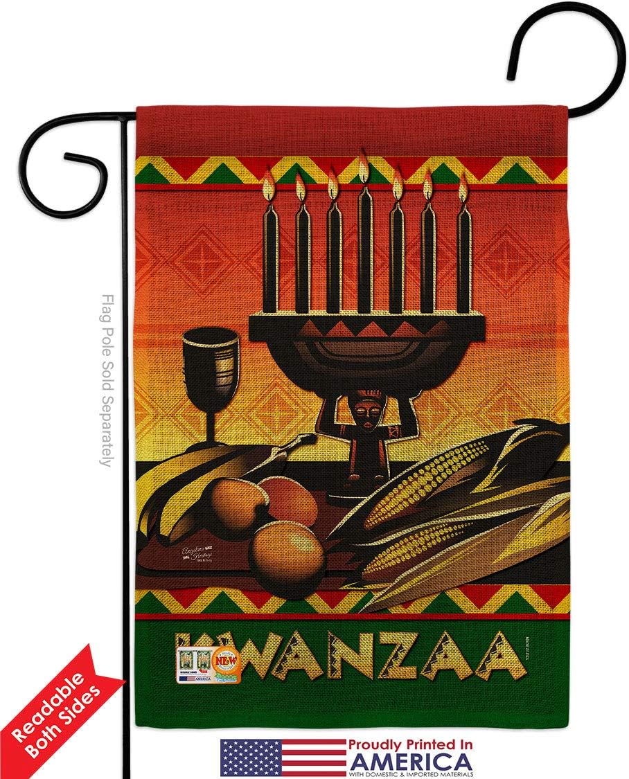 Celebrate Kwanzaa Burlap Burlap Garden Flag Black History Kinara Candles Celebrates African Americans Heritage Small Decorative Gift Yard House Banner Double-Sided Made In USA 13 X 18.5