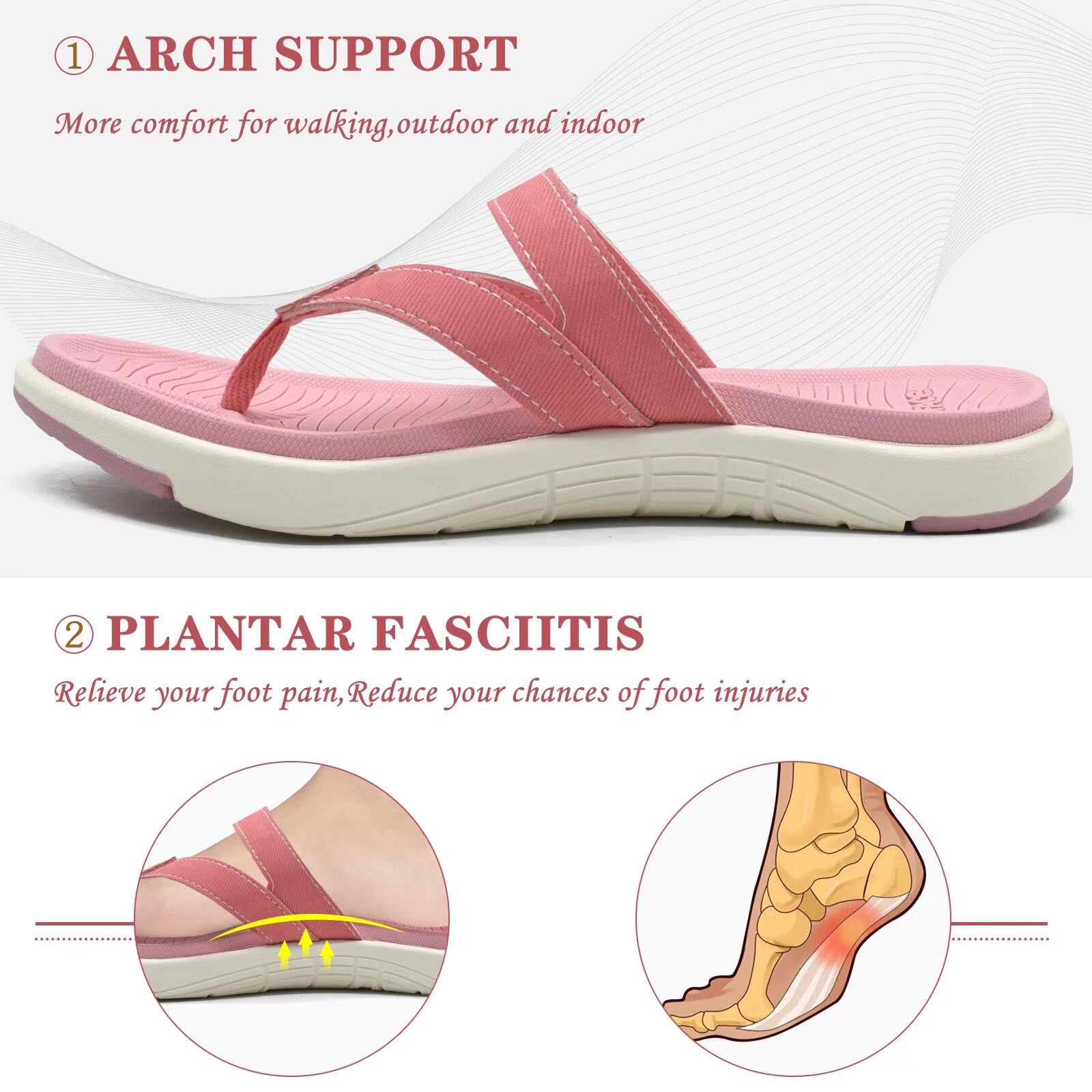 COFACE Infradito Donna Moda Ortopediche Estive Comode Pelle Cuoio Supporto Arco Plantare Flip Flop Doccia Spiaggia Piscina Aperte Leggere Eleganti Ciabatte Antiscivolo Gomma Suole