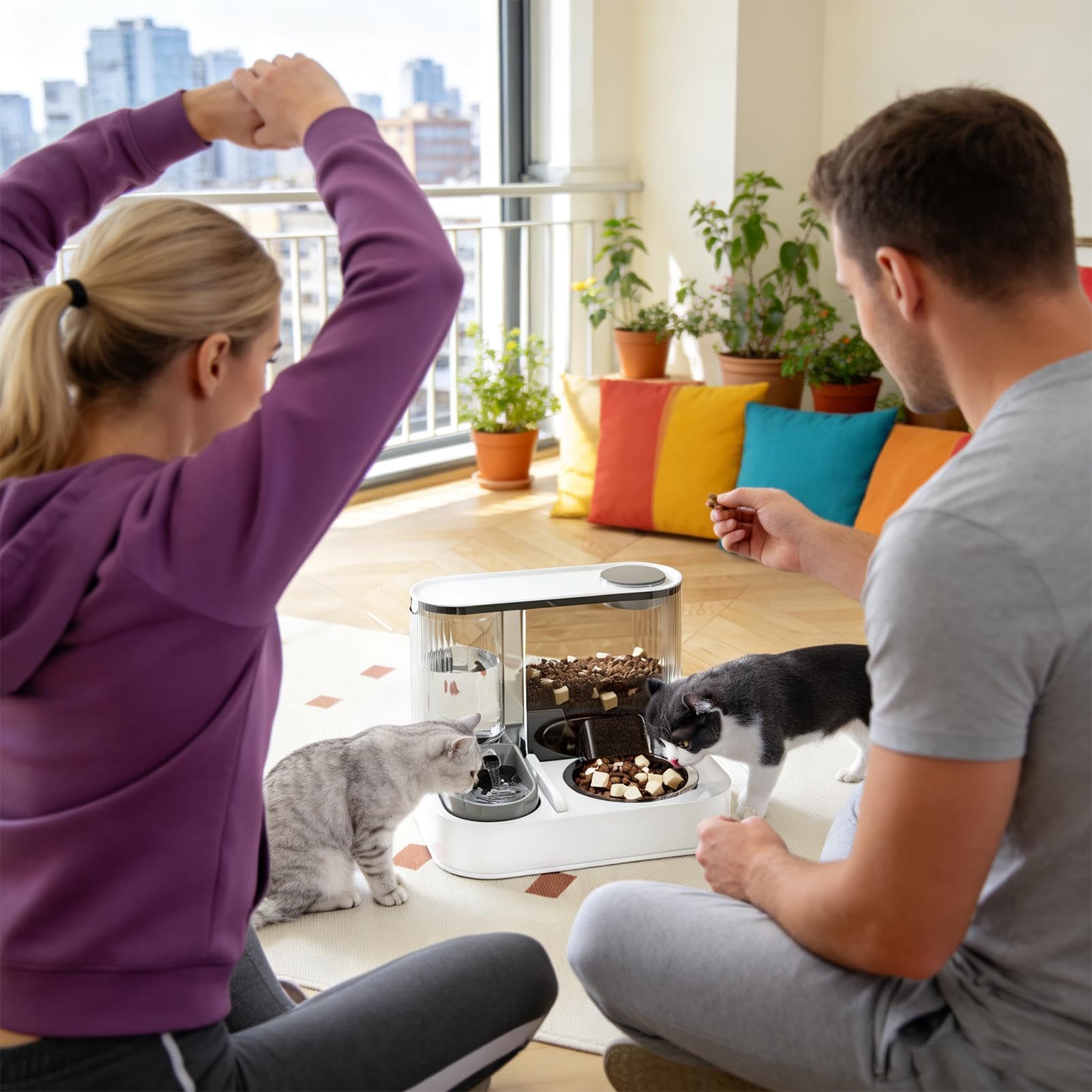 Mangiatoia Automatica Per Gatti Purificatrice Acqua Cani Pet | automatica acqua gatti Adatta A Appartamento Soggiorno Pavimento Interno Casa Razze Medie E Grandi E