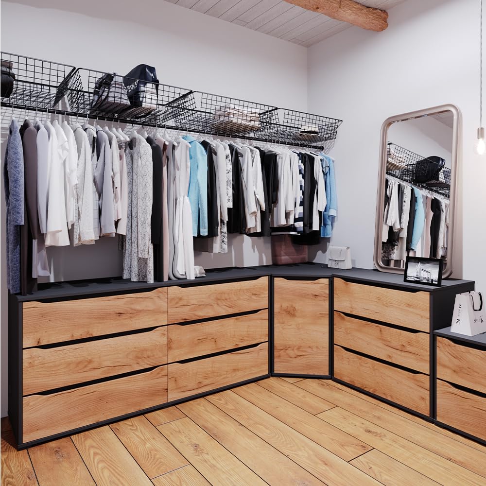Vicco Credenza Ruben, Rovere dorato, 48 x 77.6 cm con cassetti, per riporre abiti e oggetti di uso quotidiano