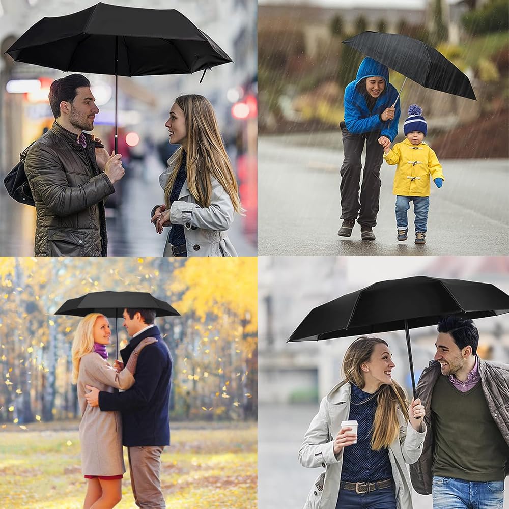 Kompaktowy parasol, parasol kieszonkowy z 6 żebrami, ochrona przed słońcem, ochrona przed promieniowaniem UV, składany parasol na słońce i deszcz (czarny), czarny, 90*55