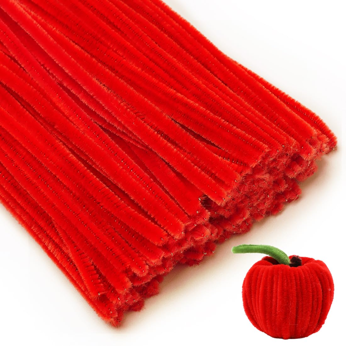 Tiehuoxia Pipe Cleaners for Crafts, 100pcs Coloured Chenille Stems, 30 cm Craft Pipe Cleaners for Arts, Projects & DIY Decorations (Red)