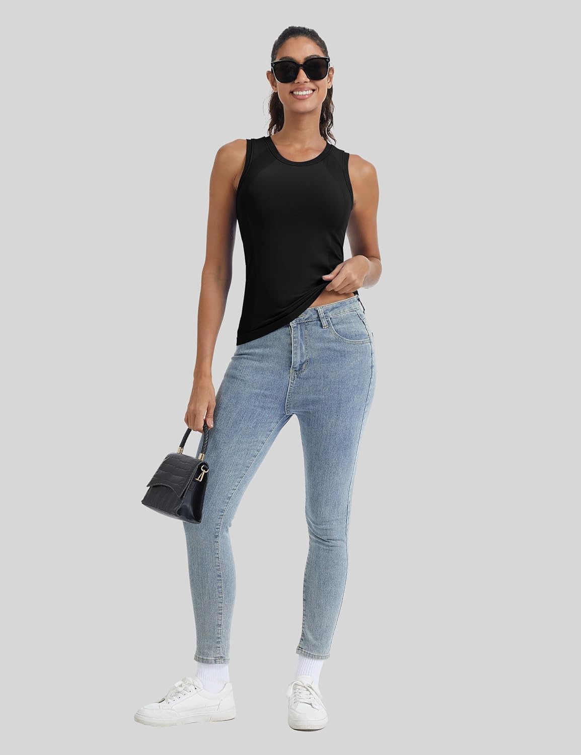 MathCat Women's Seamless Workout Tank Tops with Built in Bra, Sleeveless Padded Athletic Yoga Shirts for Daily Wear - Image 7