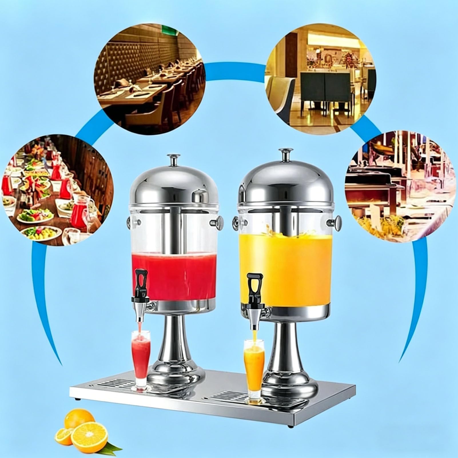 Dispensador de bebidas con grifo de acero inoxidable, dispensador de bebidas de vidrio de 6.3 galones para fiestas, eventos, autoservicio