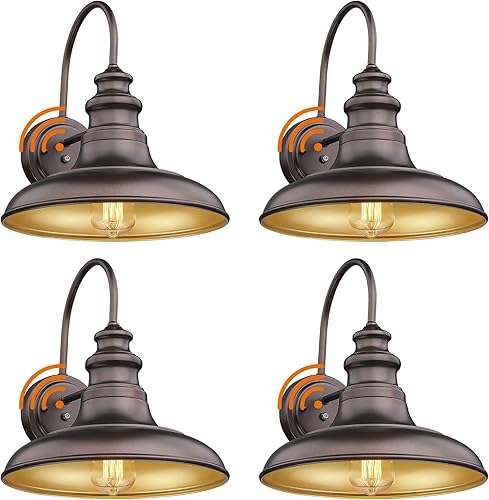 Lámpara de pared para exteriores, con sensor de anochecer a amanecer, lámpara de pared para exteriores, lámpara de cuello de cisne, acabado de