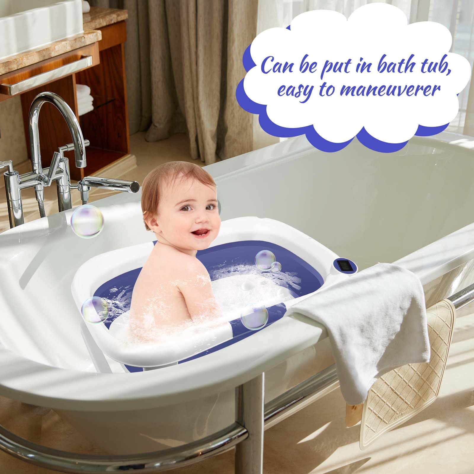 Vasca Da Bagno Per Neonati Con Supporto - Pieghevole, Con Scarico E Controllo Temperatura - Foto 2