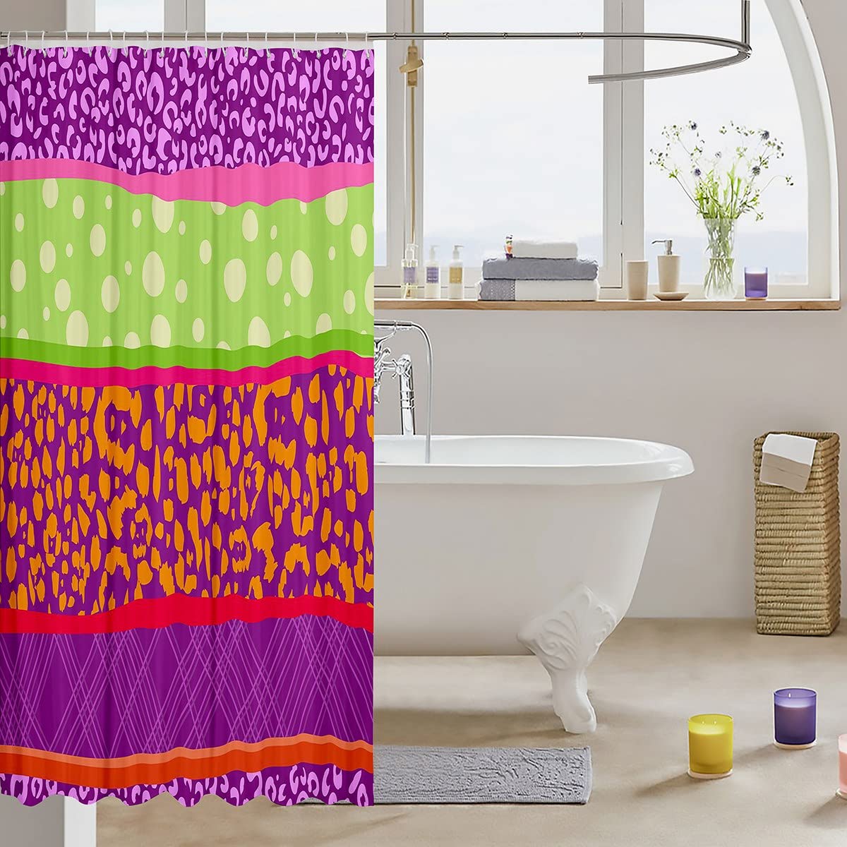 Tenda da doccia leopardata per il bagno, impermeabile e lavabile, 180 x