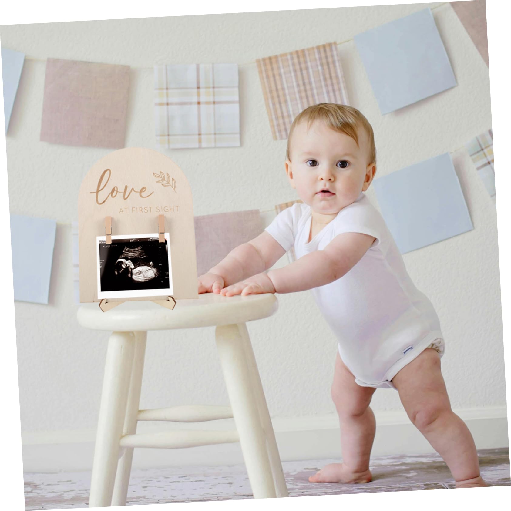 KOMBIUDA Wooden Sonogram Photo Frame Baby Picture Frame for Baby Shower Decor Newborn Keepsake Display