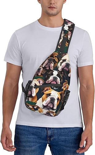 Vista 7 de Lindo Husky Print Sling Bag Crossbody Sling Mochila Viaje Senderismo Bolsas de Pecho para Mujeres Hombres