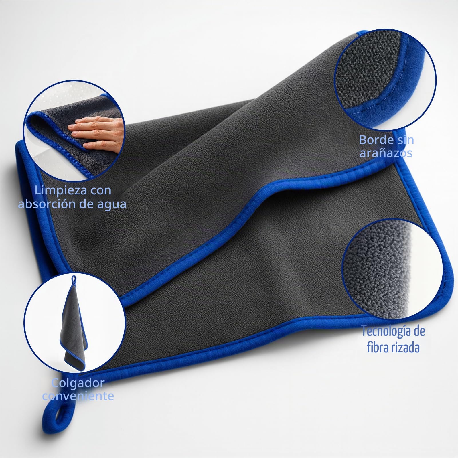 6 Piezas Kit Limpieza Coche Moto, Toalla Microfibra Coche & Guantes Lavado - 4 Piezas Bayeta Microfibra & 2 Piezas Manoplas de Secado Lavado, para el Lavado, Desempaña, Secado y Pulido
