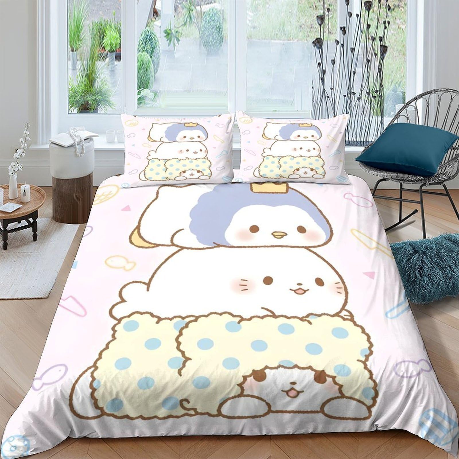 Ctjqhvkz Style-9 3D Printed Cute Animal Fitted Sheet Microfiber Soft Bedroom Decor Pastel Cartoon Bed Cover For Home Dorm Guest Room Single（135X200cm）
