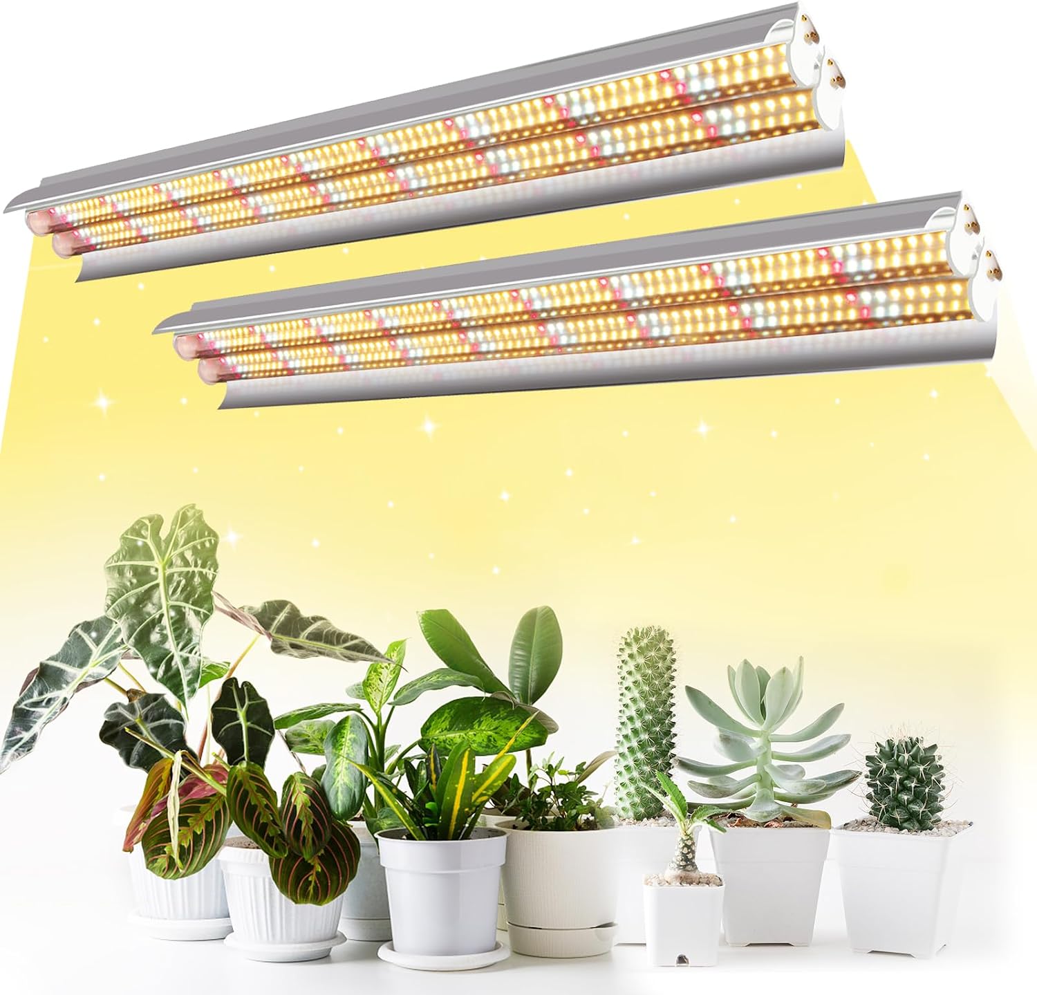 Mrhua T5 LED Grow Light 2FT, LEDs High Output Plant Grow Light Strip,Sunlike Full Spectrum Growing Light Fixture with Reflector Daisy Chain Plant Lamp for Indoor Plants, Seedling,Blooming (2pack)