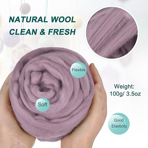 Miniatura 125 de uxcell Lana de fieltro con aguja, hilo de lana de fibra natural de 3.5 onzas para fieltro húmedo, manualidades, materiales de bricolaje (azul cielo)