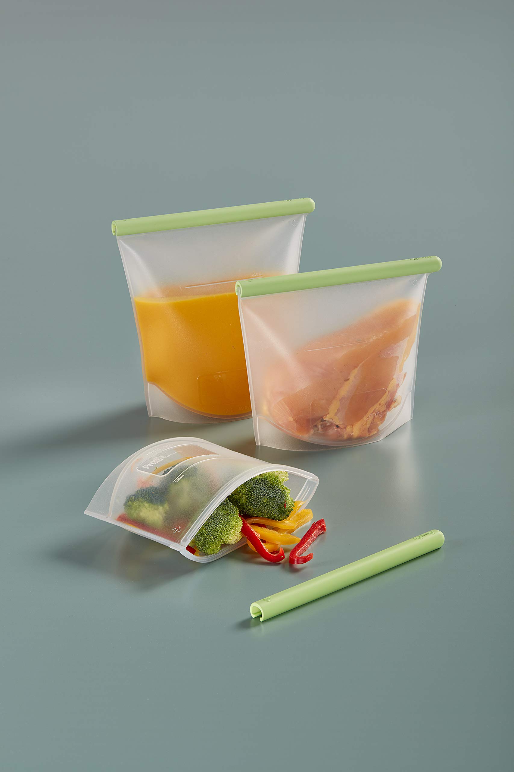 Sacchetto Per Congelatore Riutilizzabile In Silicone 1500 Ml - Verde, Per Alimenti, Verdure, Latte E Snack - Tenuta Ermetica, Adatto Al Freezer