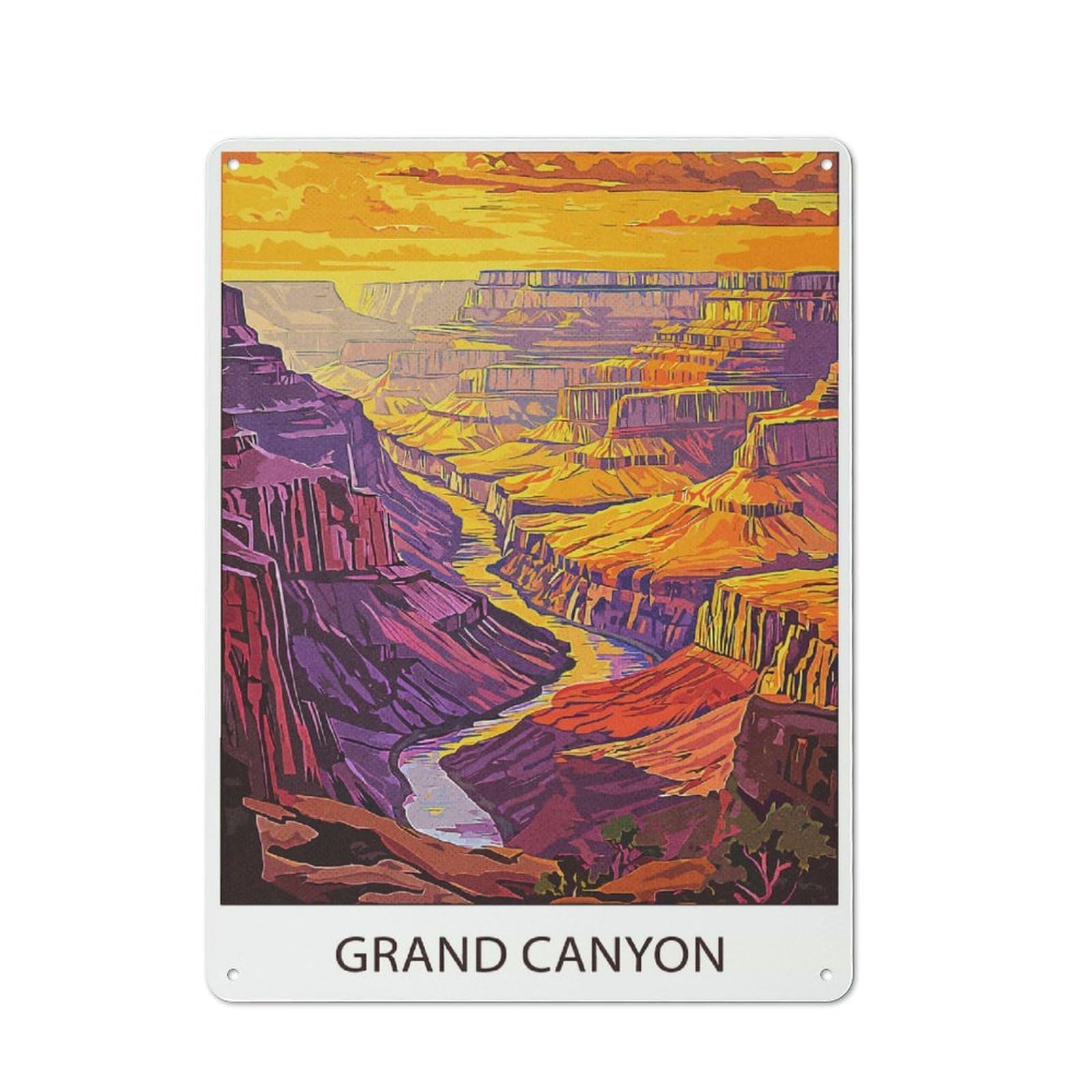 Junmoney Style-16 Rustic Tin Sign 40X30cm Featuring Grand Canyon Sunset For Garage Or Workshop, For Garage, Workshop And Man Cave Decoration