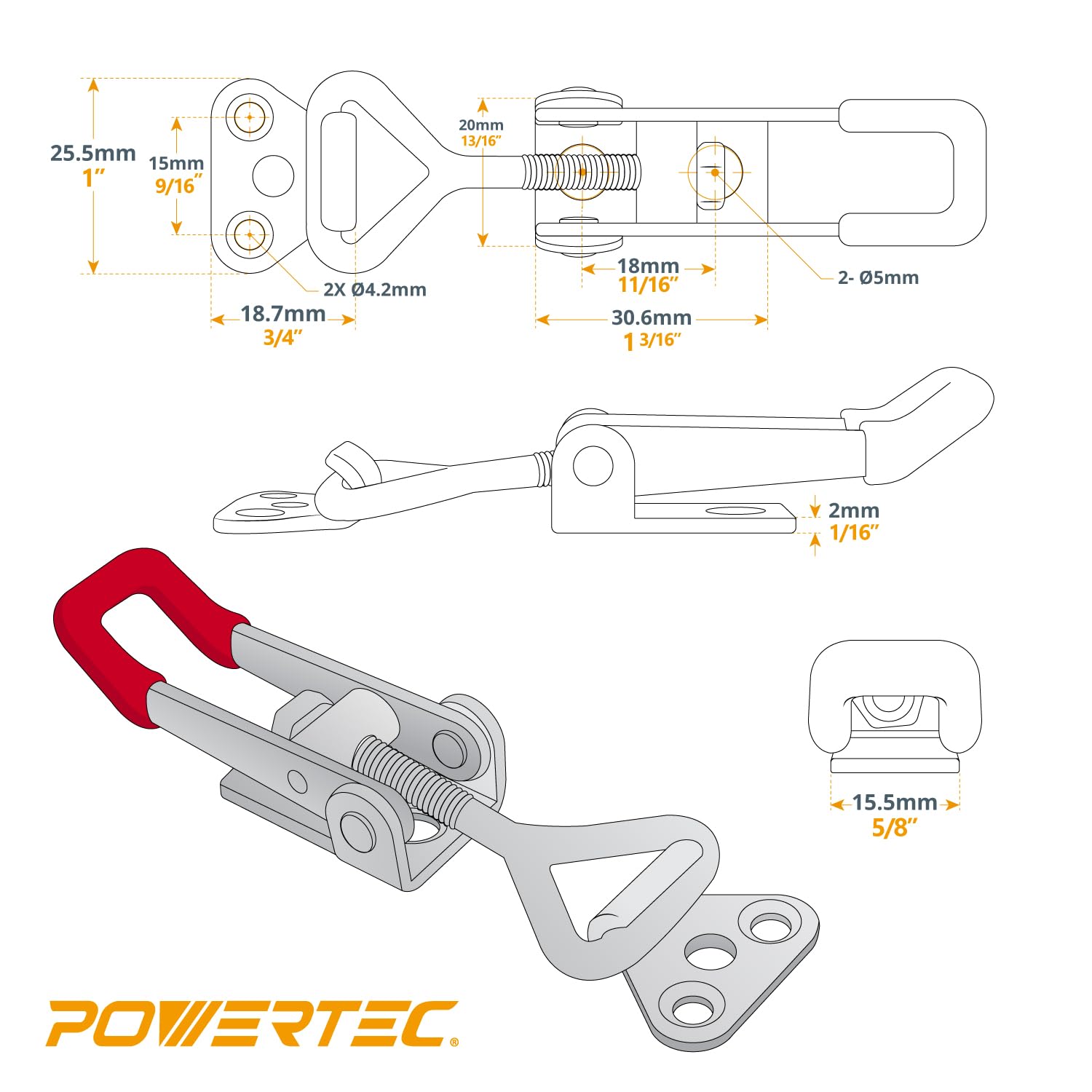 POWERTEC Toggle Clamps - 220 lb Holding Capacity -6