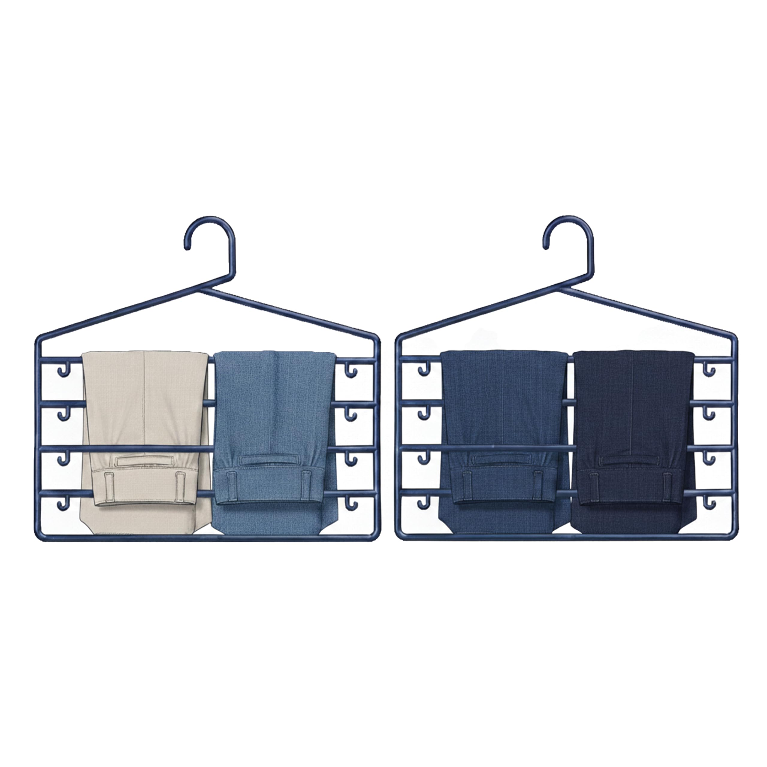 Set Of Two Indigo Plastic Trouser Organiser - Blue
