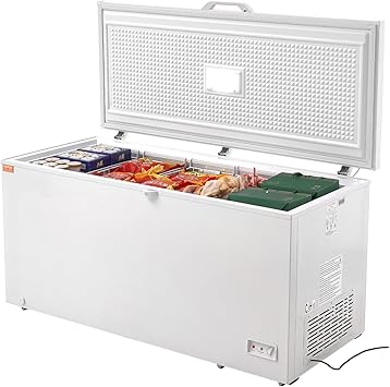 VEVOR BD-505JA 17 Freestanding Top Open Door Commercial Chest Freezers, Large Deep Removable Baskets, Locking Lid, Adjustable Temp for-18.4℉-10.4℉/32℉ to 50℉, LED Lighting, 6 Wheels, 17.2 Cu.ft, White