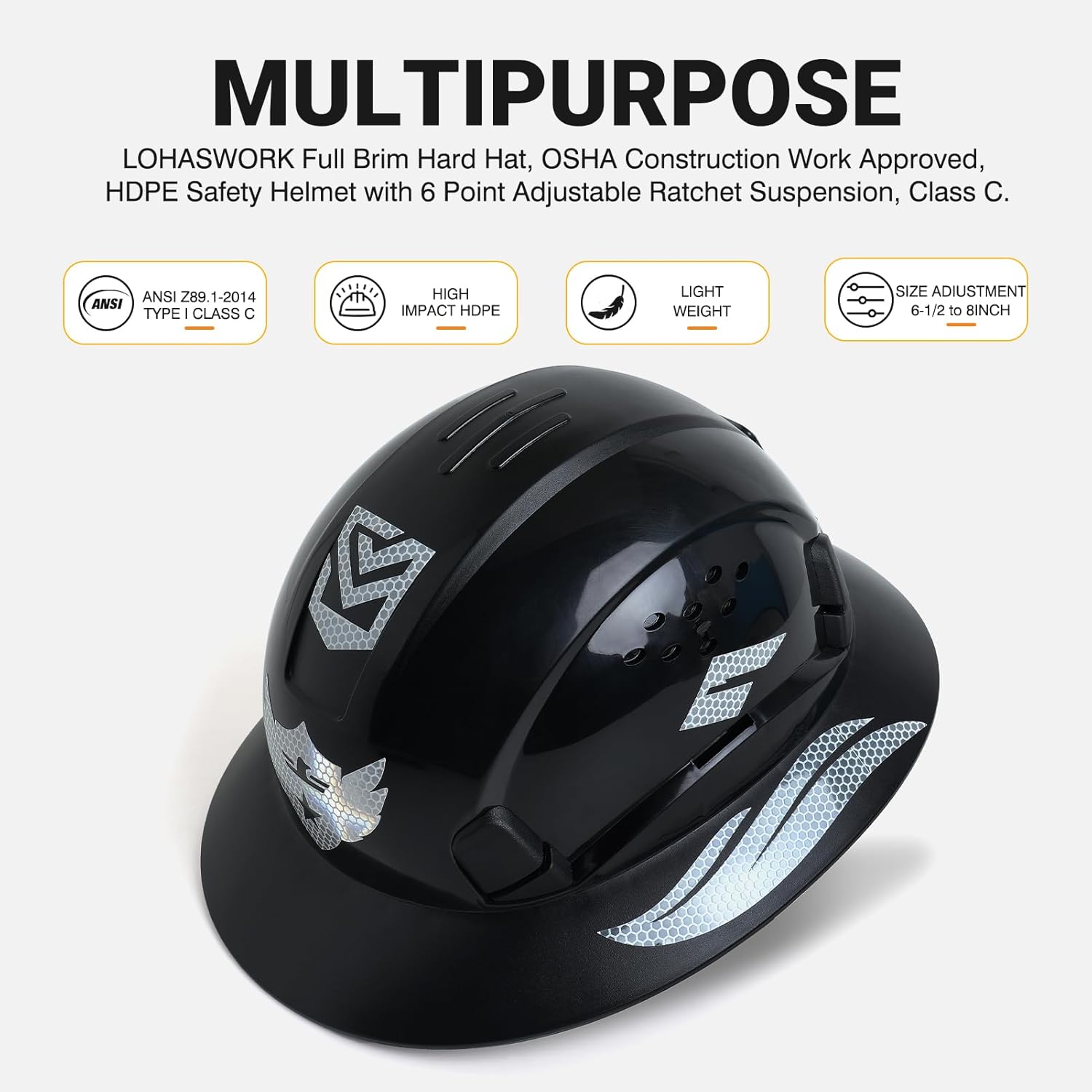 Full Brim Hard Hat Vented Safety Helmet for Construction OSHA Approved Cascos De Construccion Work Hard Hat for Men Women - Image 3