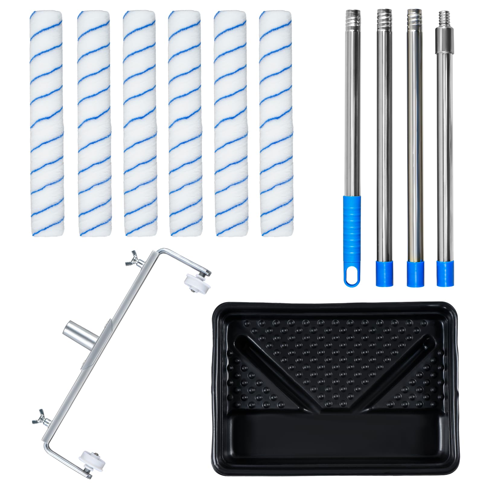 Farbroller-Set, 45,7 cm, Farbroller, 12 Stück | Farbrollerpinsel, Farbroller-Set, verstellbarer Rollenrahmen und 45,7 cm Rollbürste, Stahlstange für Malerei, Wand, Decke