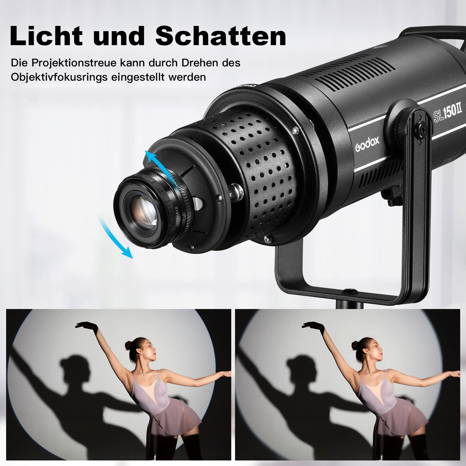 SOONPHO Snoot Optique Conique Bowens Mount avec Objectif 50mm, 8 GOBOs 4 filtres Couleur et 4 filtres Graphiques pour la Photographie créative