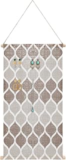 Hanging Earrings Organizer Geometric Moroccan Jewelry Holder Moroccan Trellis Grey Brown Eearring Storage Display Jewelry Organizer for Wall Door