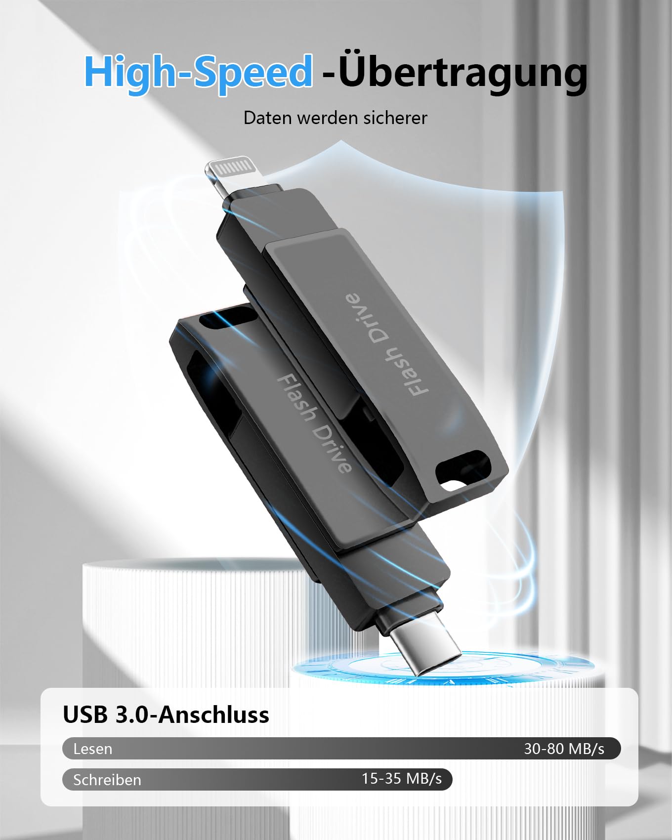 Lncnnk Clé USB pour iPhone 512 Go(sans APP), Certifiée MFi Cle USB iPhone Stockage Externe, USB C Photo Stick, Memoire USB 3.0 Lightning Flash Drive pour iPhone/iPad/OTG Android/Mac/PC, Rose - 5