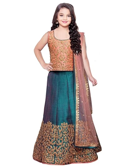 Wommaniya Impex Girls Silk Readymade Lehenga Choli