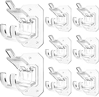 Vista 11 de Codoule 2 piezas de soportes de barra de cortina sin taladro en negro, soportes para tratamiento de ventanas, plástico y acero inoxidable, montaje