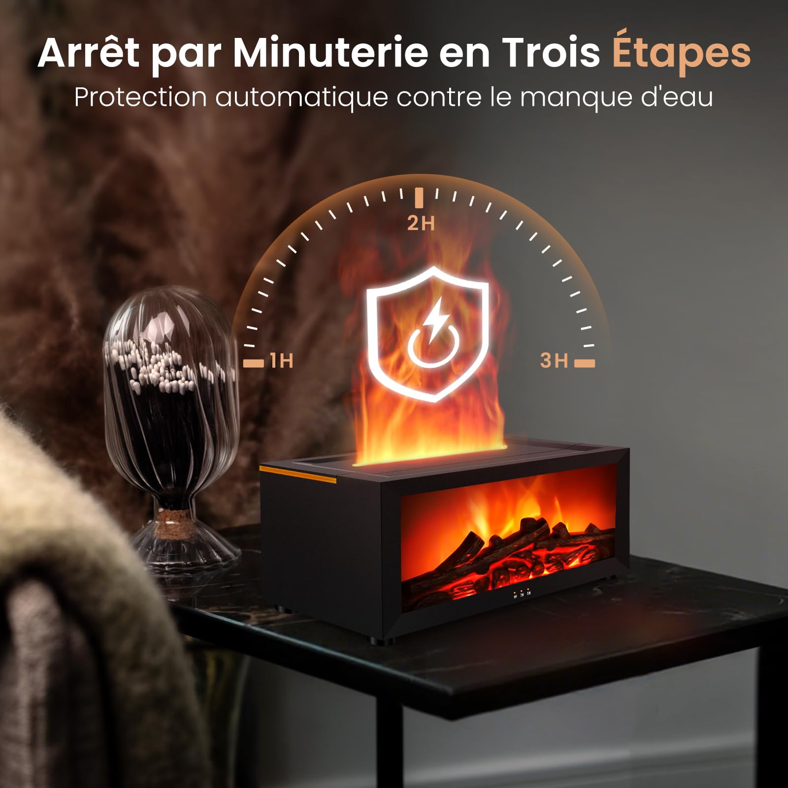 BuzzoXerex Diffuseur Huiles Essentielles Cheminée, Diffuseur Parfum Maison Flamme avec Télécommande, 7 Types de Lampes LED Avec Minuterie, Idéal Pour la Maison Bureau Sport