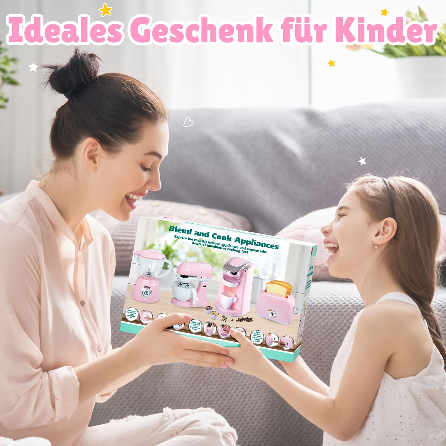 PLAY 4in1 Kinderküchenset mit Kaffeemaschine Mixer Toaster ab 3 Jahren