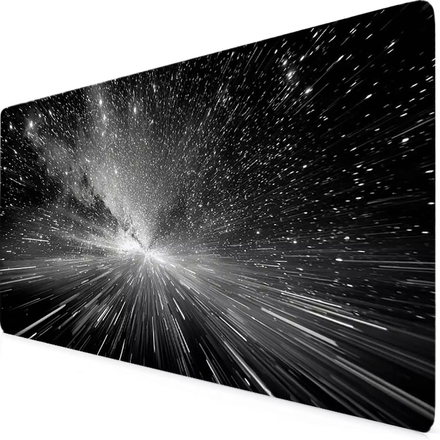 Czarna podkładka pod mysz gwiaździste niebo XXL podkładka pod mysz 1200 x 600 mm ze zszytymi krawędziami i antypoślizgową gumową podstawą podkładka pod mysz XXL do komputera, laptopa, akcesoria