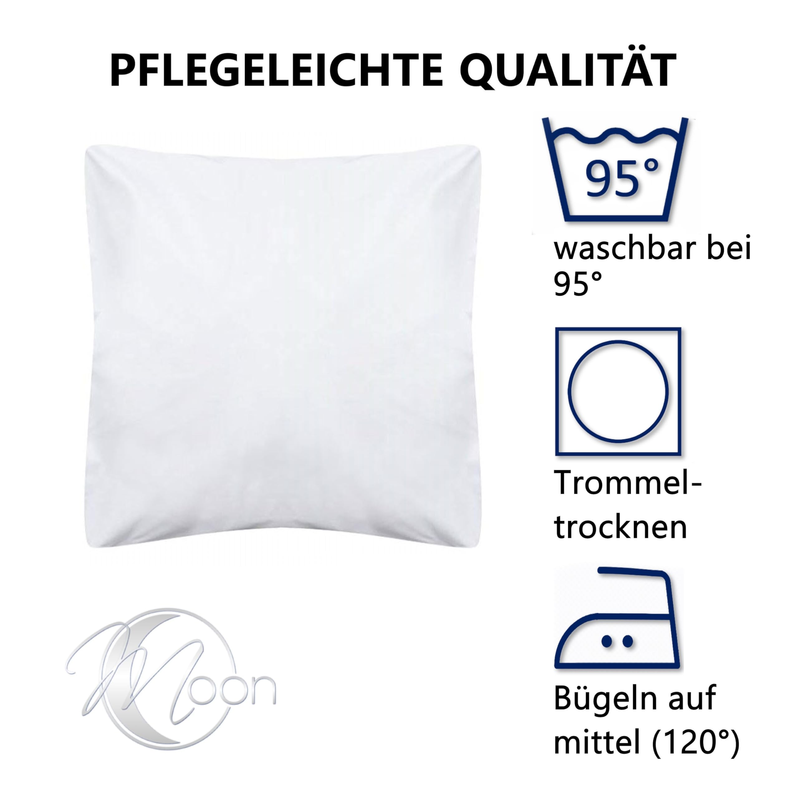 MOON Pościel hotelowa, seria Classic, 2 sztuki, z zamknięciem hotelowym, 95°, nadaje się do gotowania 135 x 200/80 x 80