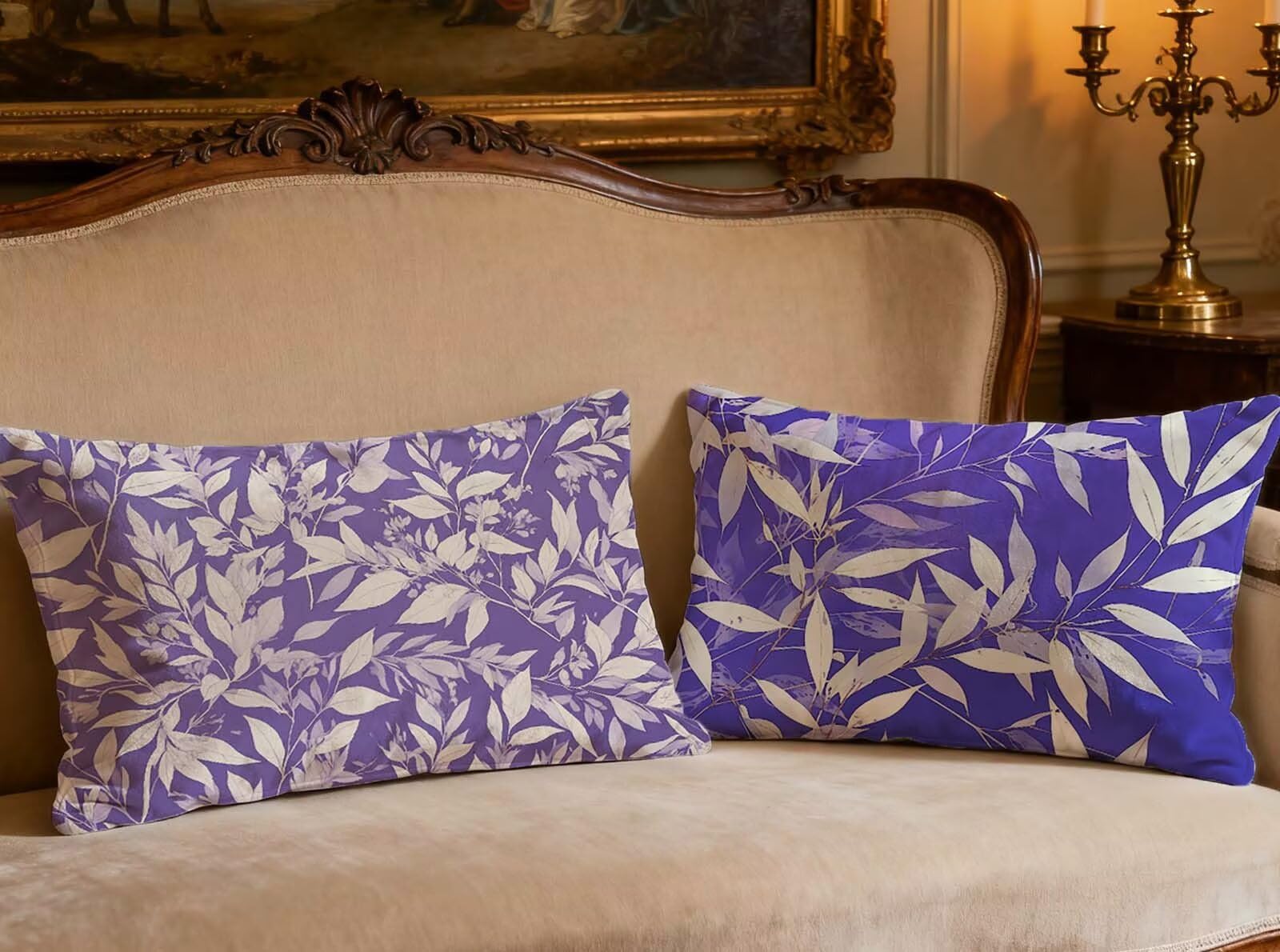 Housse de coussin violet oreiller 50x70 cm taie rectangulaire impression double