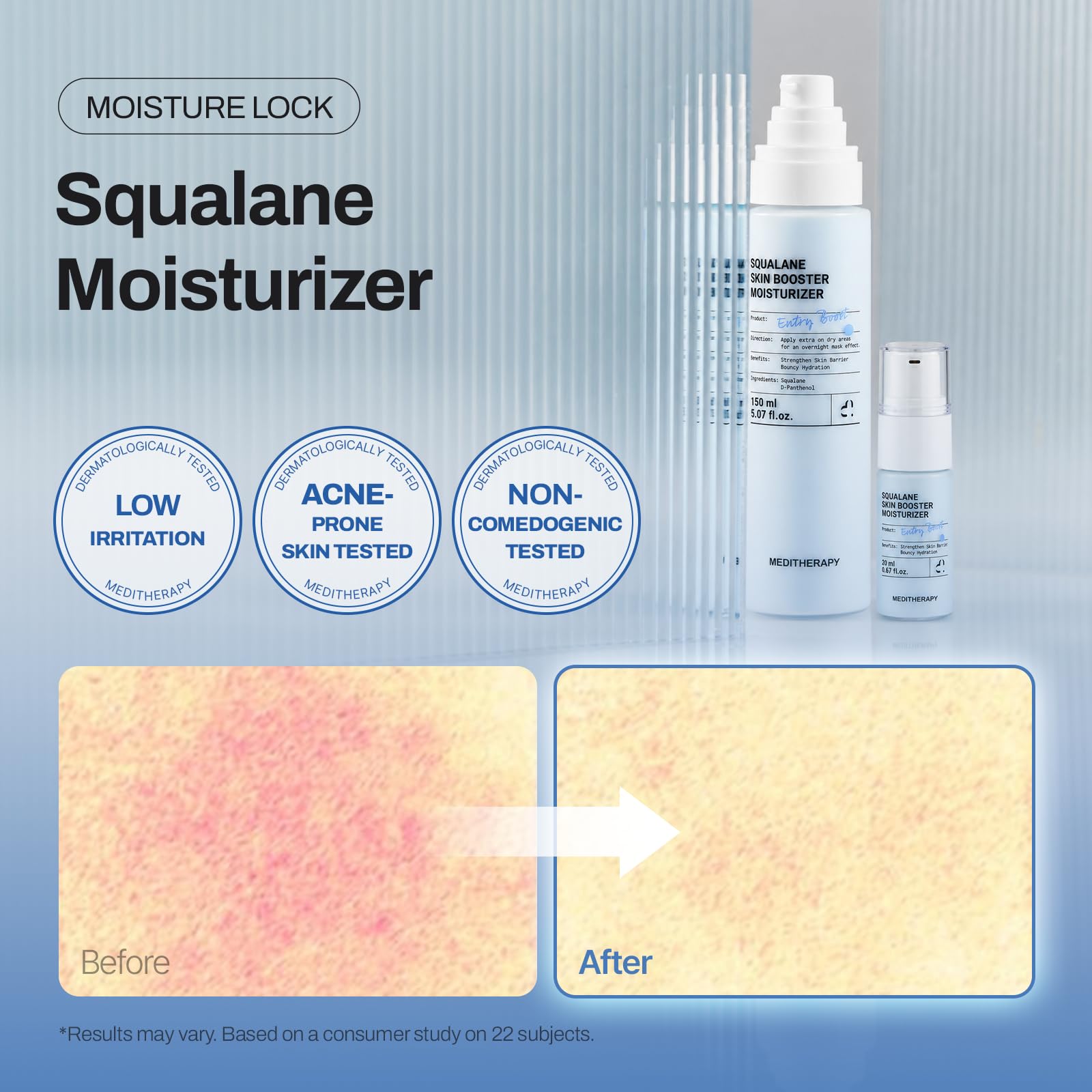 MEDITHERAPY Gentle Boost Korean Skincare Kit with Retinal, Hyaluronic Acid & Squalane
