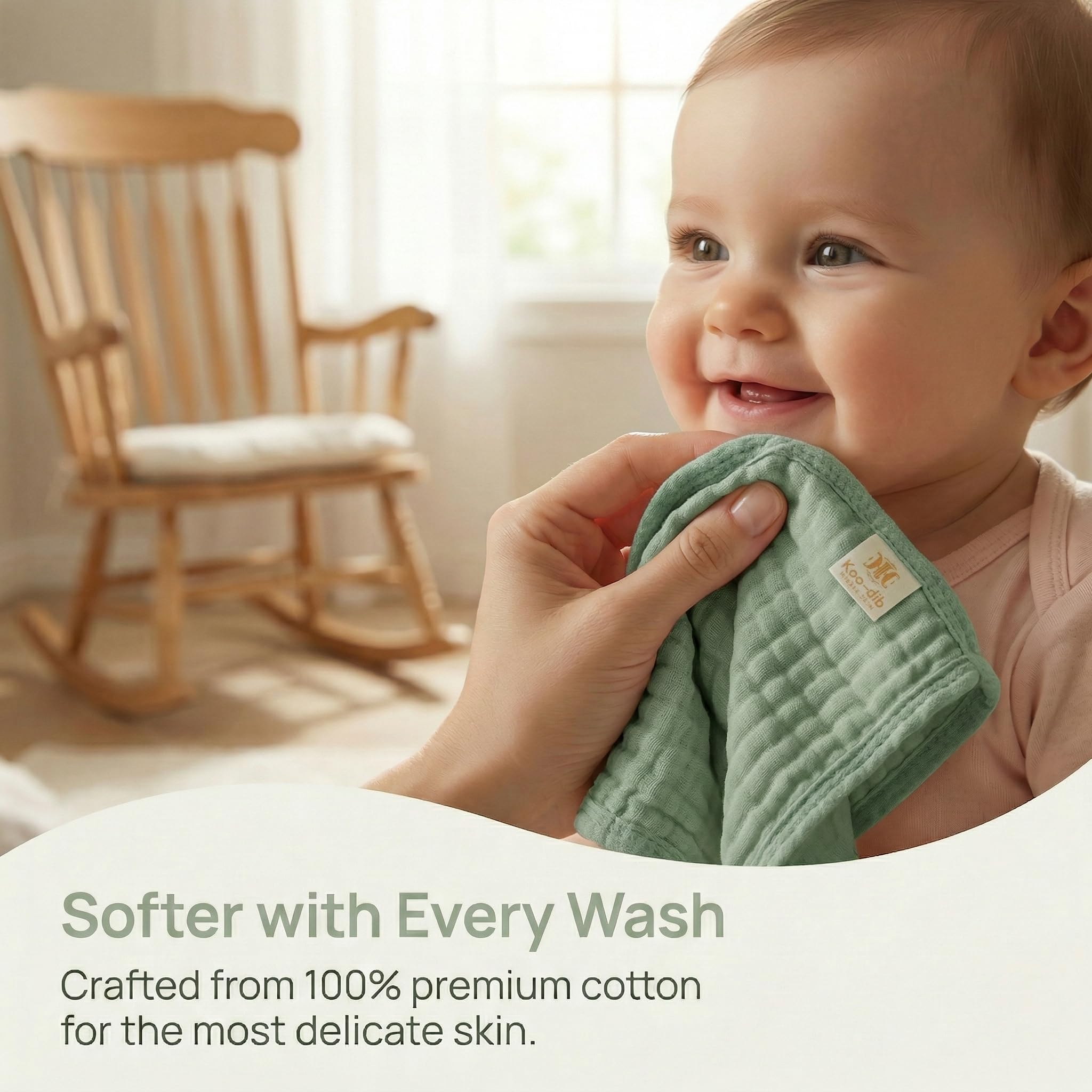 Debarbouillette Bebe Lavable, 10 Serviette Visage, Lange, Carre de Coton Bebe, Gants de Toilette Extra Douces Coton Reutilisable Lavable pour Nouveau Né Peau Indispensable Bebe