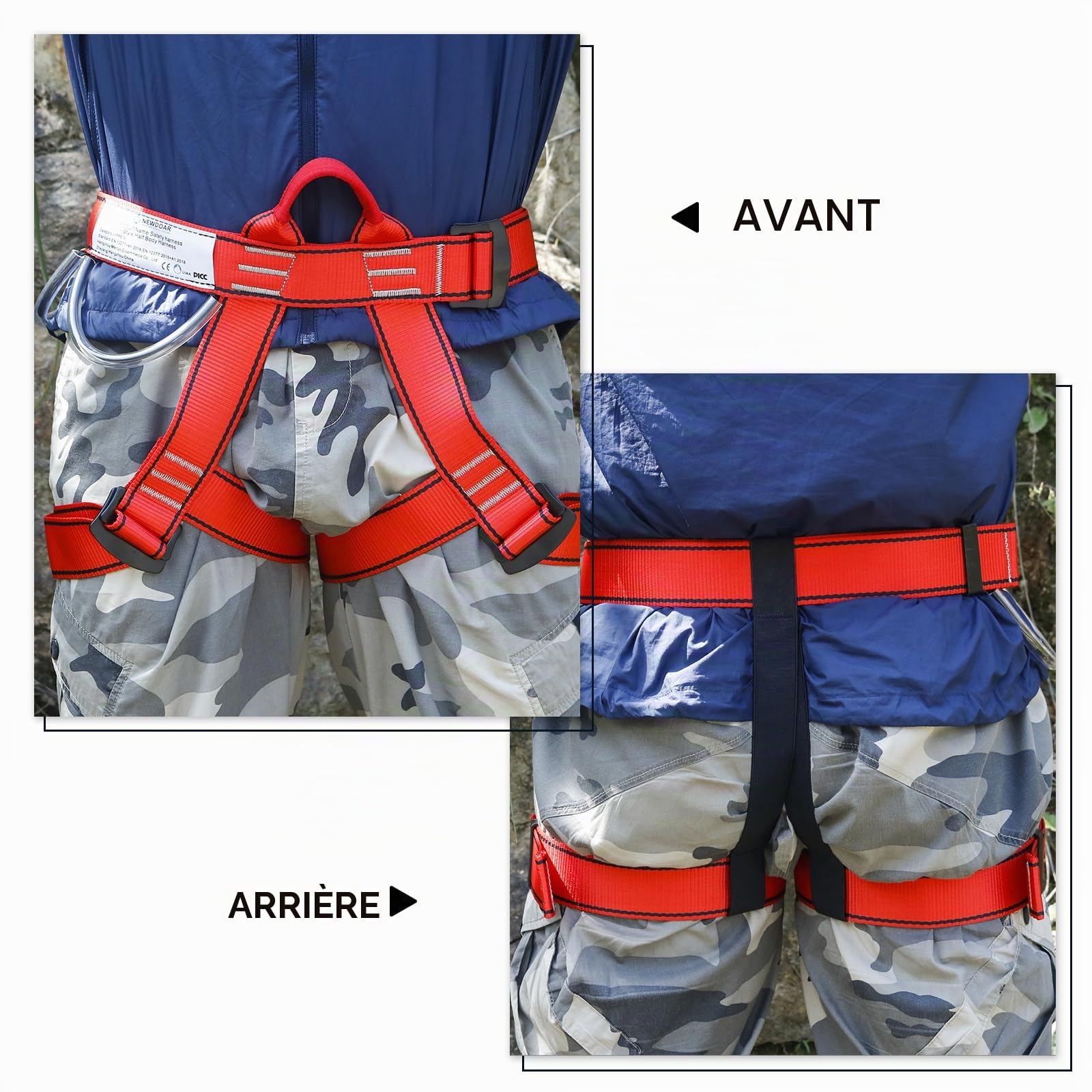 NewDoar Baudrier Escalade Certifié UIAA CE Harnais Alpinisme Descente Rappel
