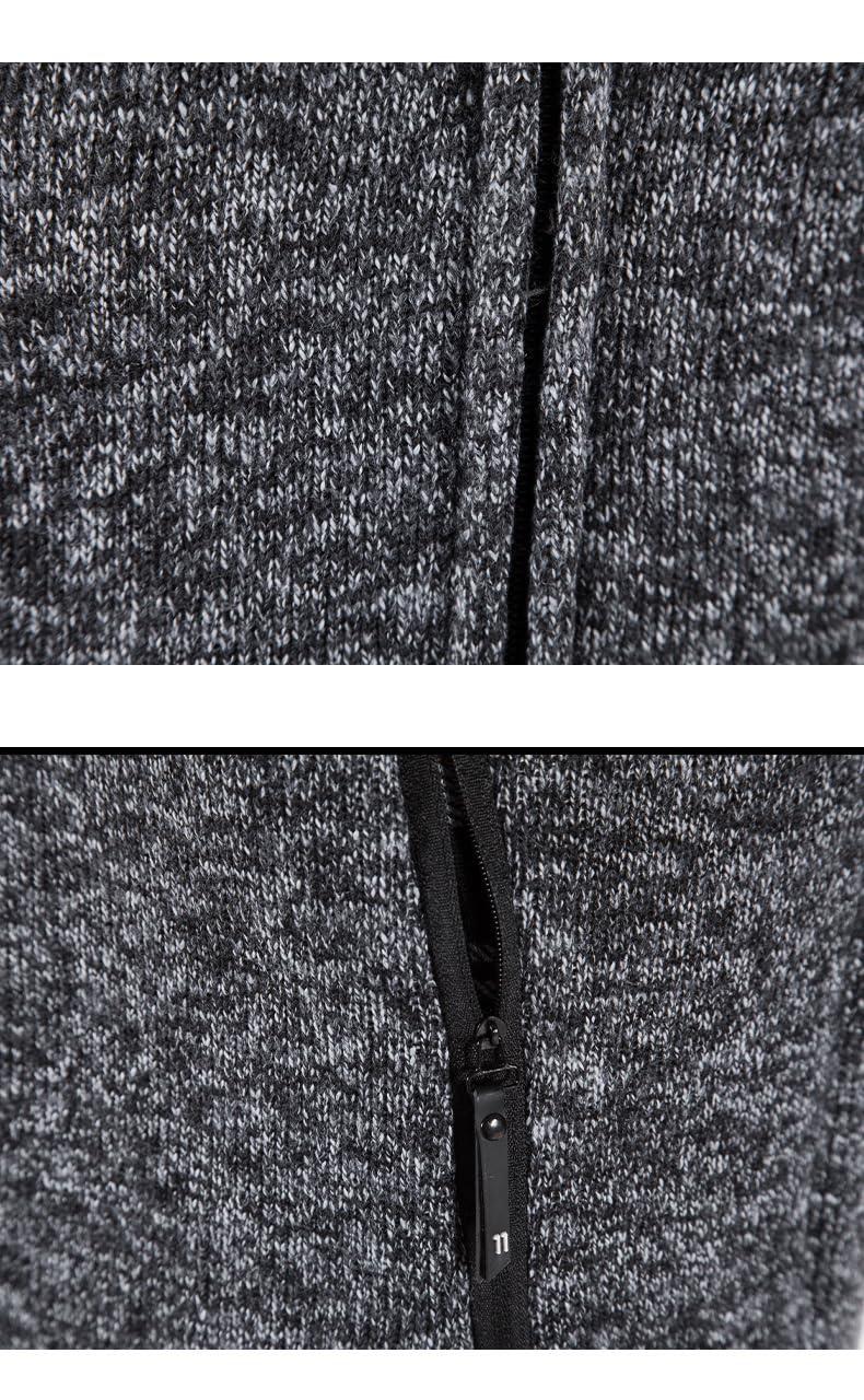carl vinson® Men's Winter Slim Fit Fur Lined Knitted Hoodie Zipper Cardigan Sweater Jacket 4