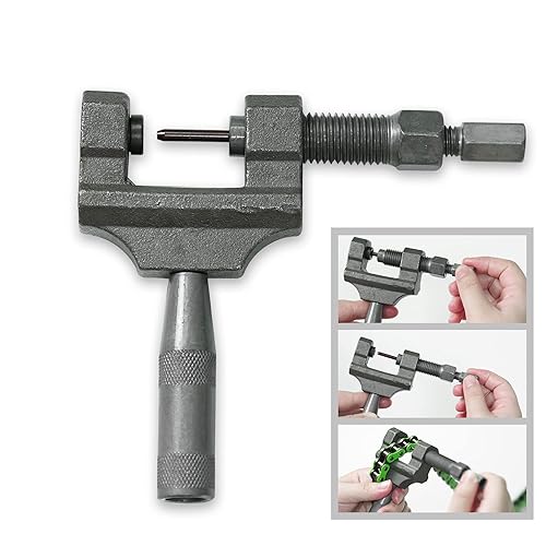 Miniatura 6 de CLEO Cadena de motocicleta 428 + rompedor de cadena, cadena de rodillos estándar 428, 140 eslabones, cadena de transmisión resistente para 50cc 70cc