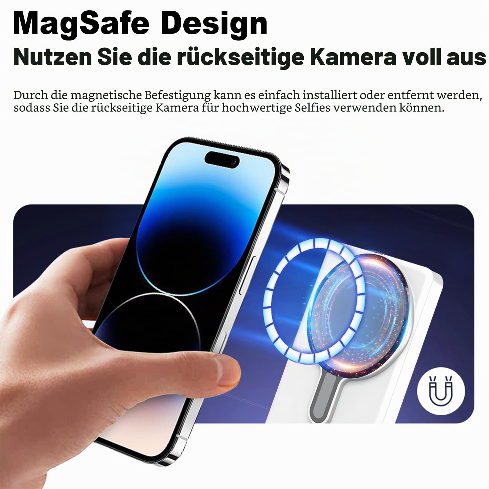 NXPGKEA Handy-Vlog-Selfie-Monitor-Bildschirm, kabellose Fernkamera-Monitor, Keine Latenz, Selfie/Vlogging/Live-Streaming, kompatibel mit iPhone, Android, HD-Display für TikTok/YouTube (Weiss)