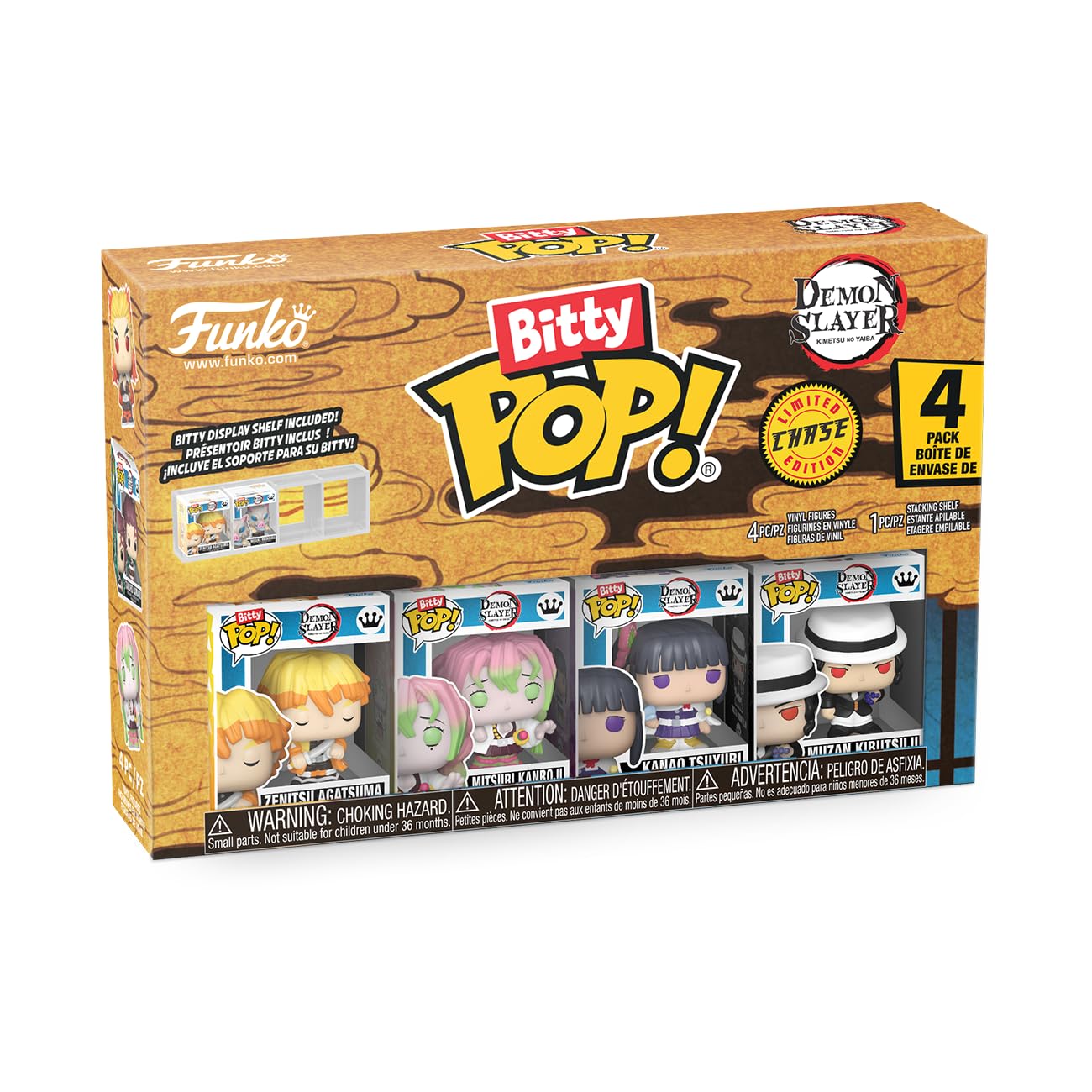 Funko Bitty POP! Demon Slayer- Zenitsu - 4 Pack - 0,9 Zoll (2,2 cm) Sammelbar - Stapelbares Display-Regal enthalten - Geschenkidee - Für Partytüten - Tortenaufsatz - Tiny Sammelbar:WINZIGE, DETAILLIERTE SAMMLERSTÜCKE