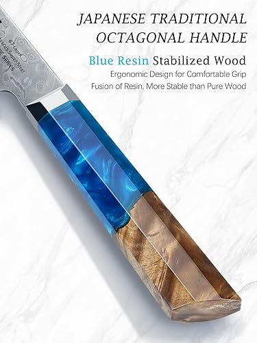 Miniatura 4 de HOSHANHO Cuchillo de chef Damasco de 8 pulgadas, 67 capas Damasco Super Steel Profesional, cuchillos de cocina japoneses ultra afilados, mango