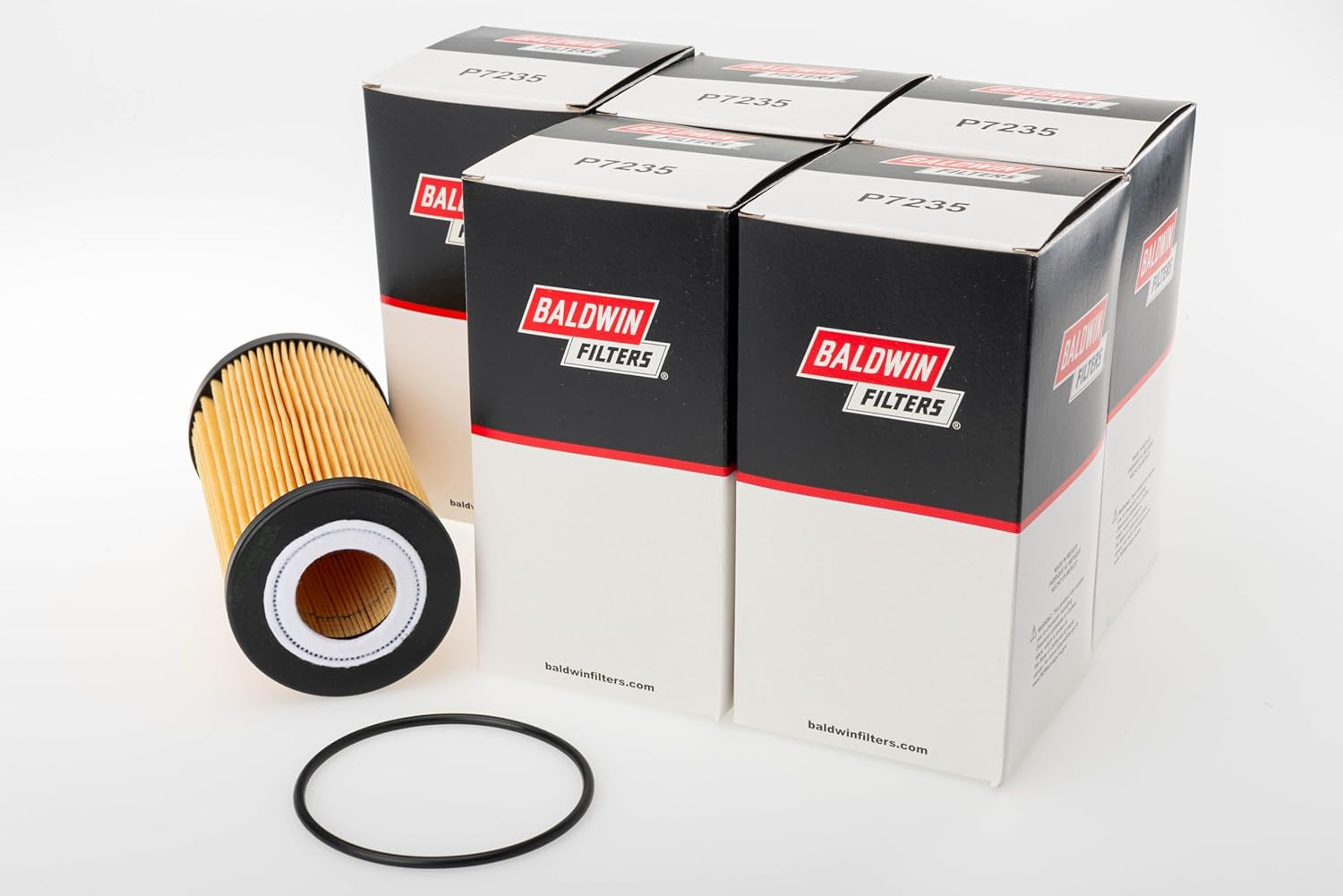 Baldwin P7235 Lube Oil Engine Filter Element, Heavy Duty, Micron Rating 27, Replaces Ford Motorcraft FL2016 3C3Z-6731-AA, Fram CH9549 and Delco PF1704 Fits 2003-2010 6.0/6.4L Diesel Trucks (Pack of 6)