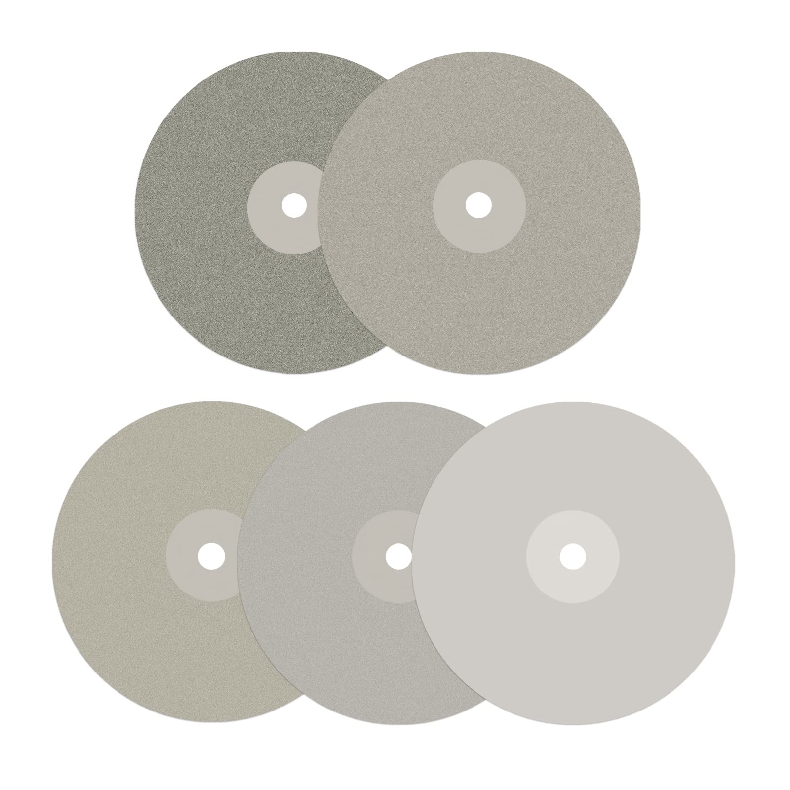 DZQ 5PCS Diamond Flat Lap Wheel Disc 8" x 1/2" Arbor Hole Abrasive Grit 320 600 800 1200 3000 for Cutting or Sanding Stone and Glass