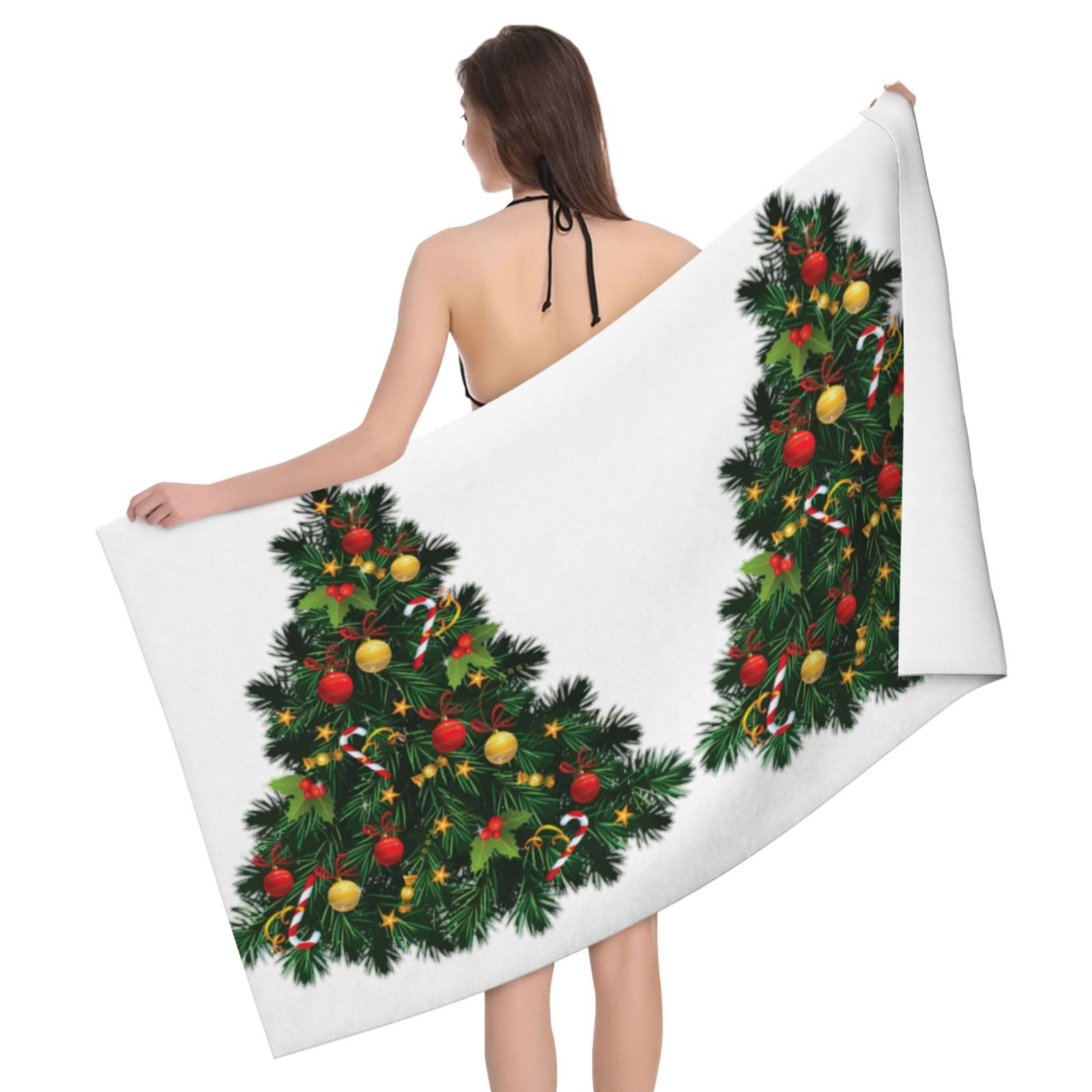 Serviette de bain microfibre sapin de Noël à séchage rapide et haute absorption