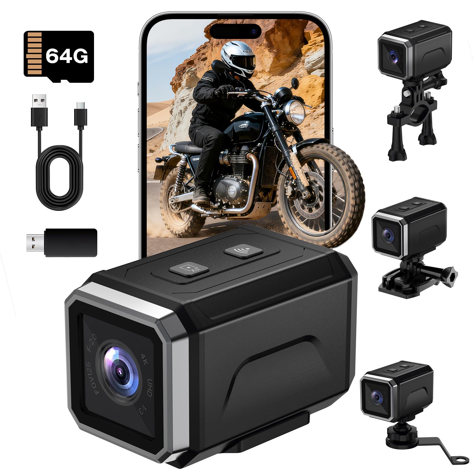 Amazon | LXMIMI アクションカメラ 4K ウェアラブルカメラ WiFi搭載