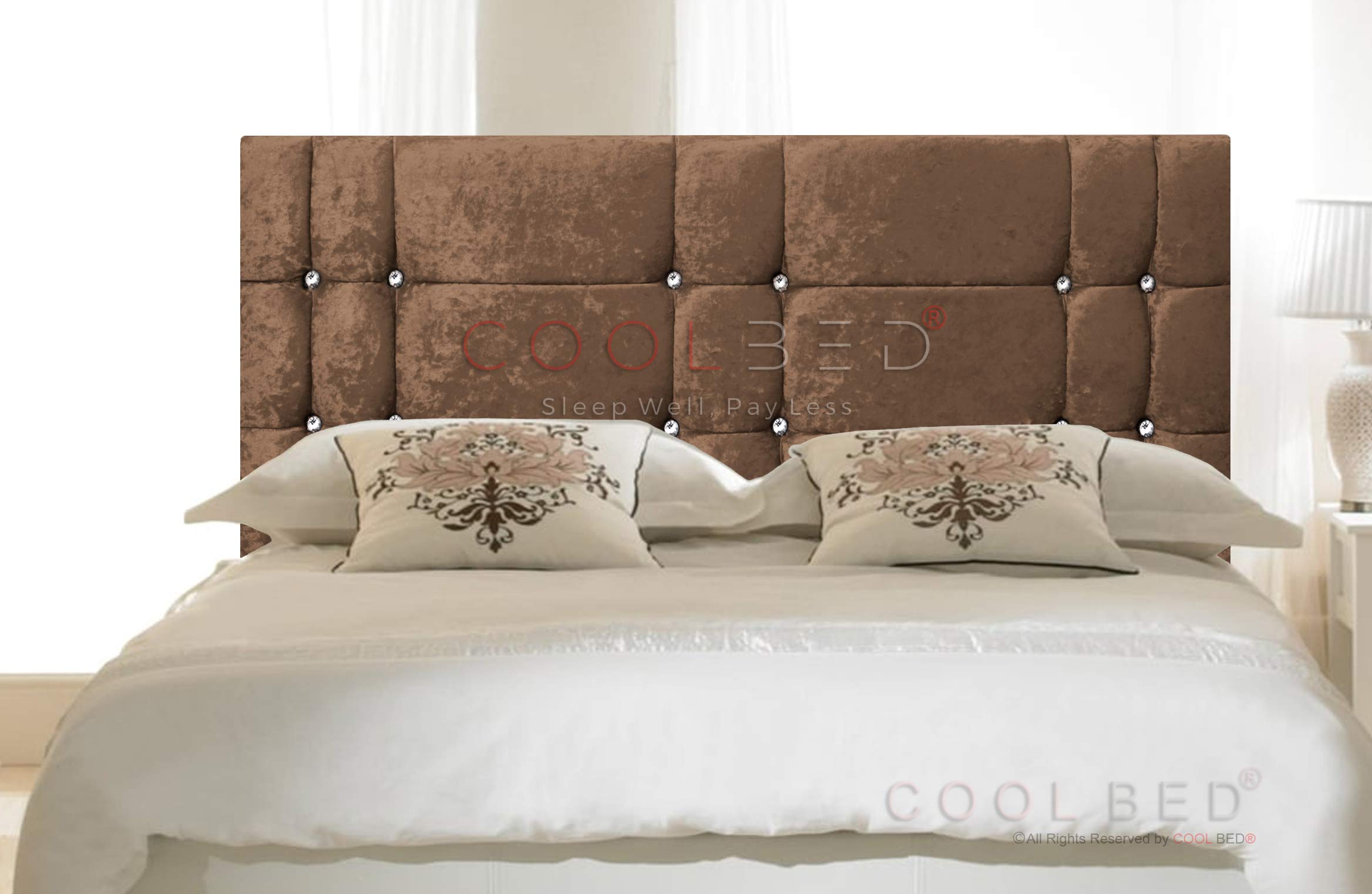 CRUSHED VELVET 20" ATLANTA HEADBOARD FOR DIVAN BED BASE (Truffle, 3FT - SINGLE) — image 1