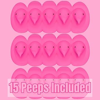 Pink Peeps Chicks Marshmallows, Easter Basket Stuffers, 5 in Each Classic Candies, (Pack of 3)